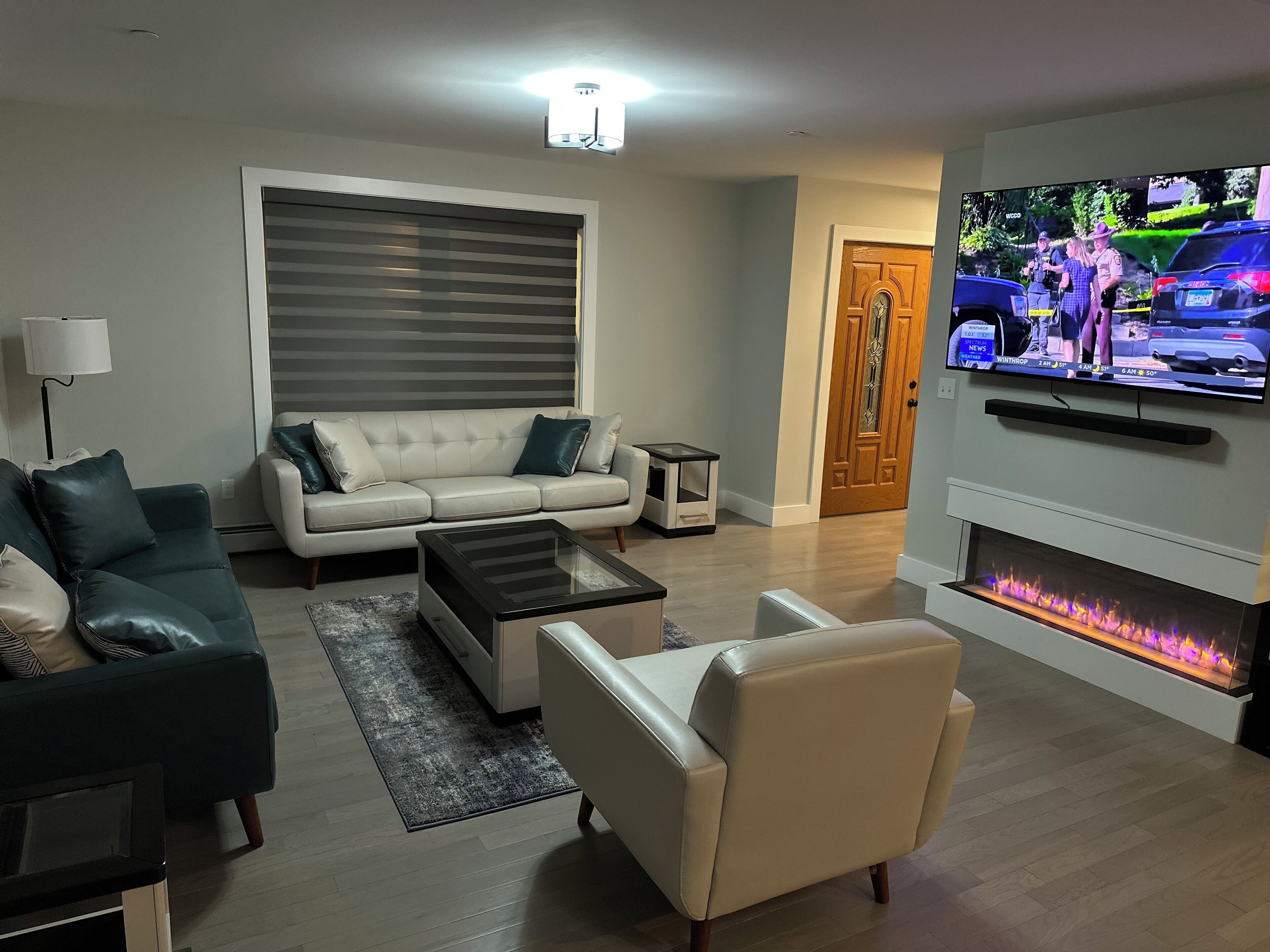 Televisión, chimenea