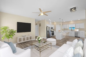 Smart TV, fireplace