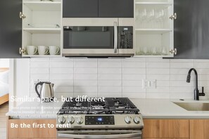 Refrigerador, microondas, horno y parrilla de estufa 