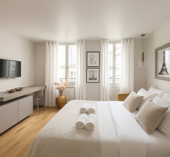 1 bedroom, iron/ironing board, travel crib, WiFi