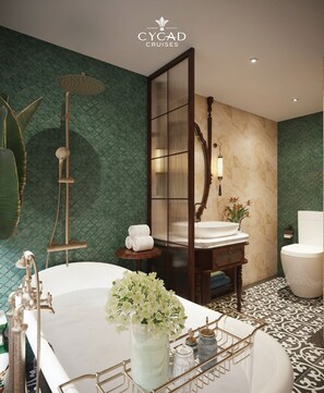 Secador de cabelo, toalhas de banho, sabonete, shampoo