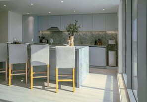 Fridge, microwave, oven, stovetop - Oceanfront Apartment W Pool & Stunning Sea Views (Ras Al Khaimah)