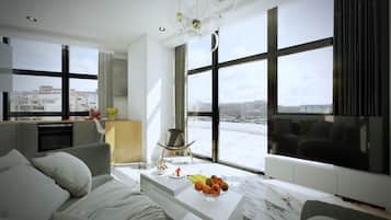 Junior Suite | Living area | 50-inch Smart TV with digital channels