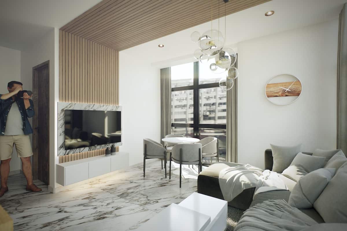 Apartamento luxo | Área de estar | Smart TV 50 polegadas com canais digitais
