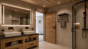 Een douche, een haardroger, toiletpapier