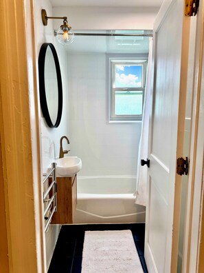 Hair dryer, bidet, towels
