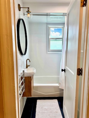 Hair dryer, bidet, towels