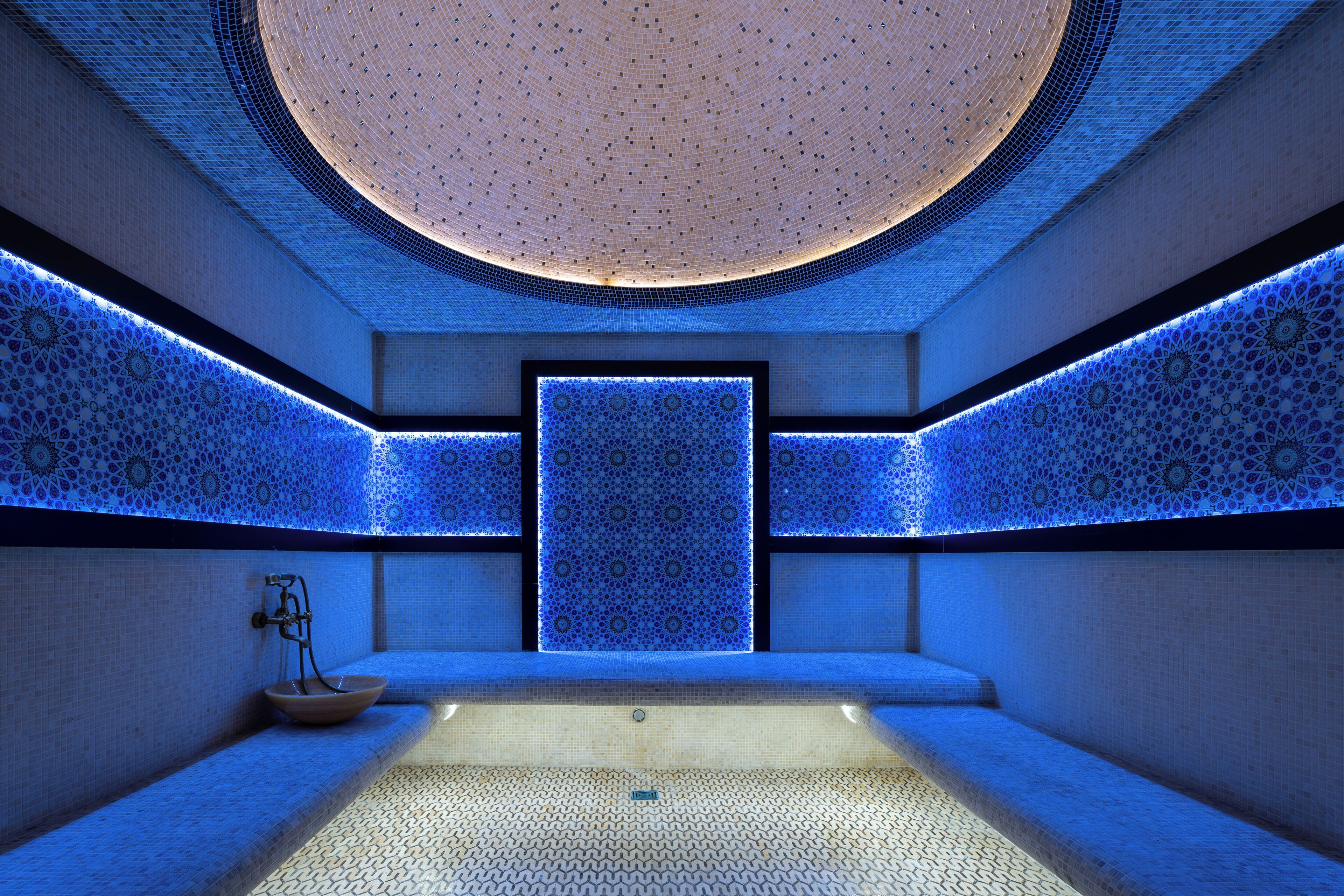 Sauna, steam room, hot springs, hot stone massages, deep-tissue massages