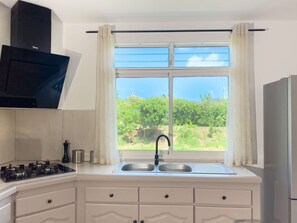 Fridge, microwave, coffee/tea maker, toaster