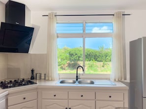 Fridge, microwave, coffee/tea maker, toaster