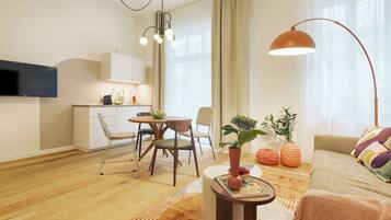 Superior Apartment, Balcony | Private kitchen | Espresso maker, electric kettle