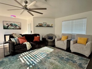 Smart TV, video games, table football, stereo