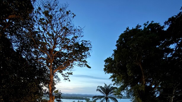 A poolside area with lounge chairs, a wooden deck, and a view of the sea. - Villa Das contas Boutique  (Itacaré)