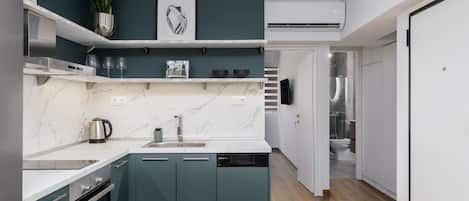 Apartment, 1 Queen Bed with Sofa bed | Private kitchen | Espresso maker, electric kettle