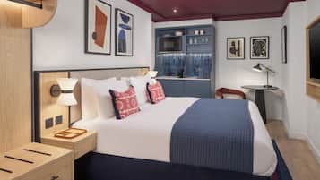 Egyptian cotton sheets, premium bedding, desk, laptop workspace
