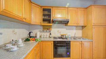 Frigorífico, horno, placa de cocina y cafetera o tetera