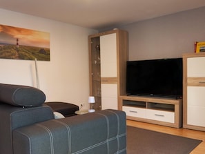 Smart TV, books, video library, stereo