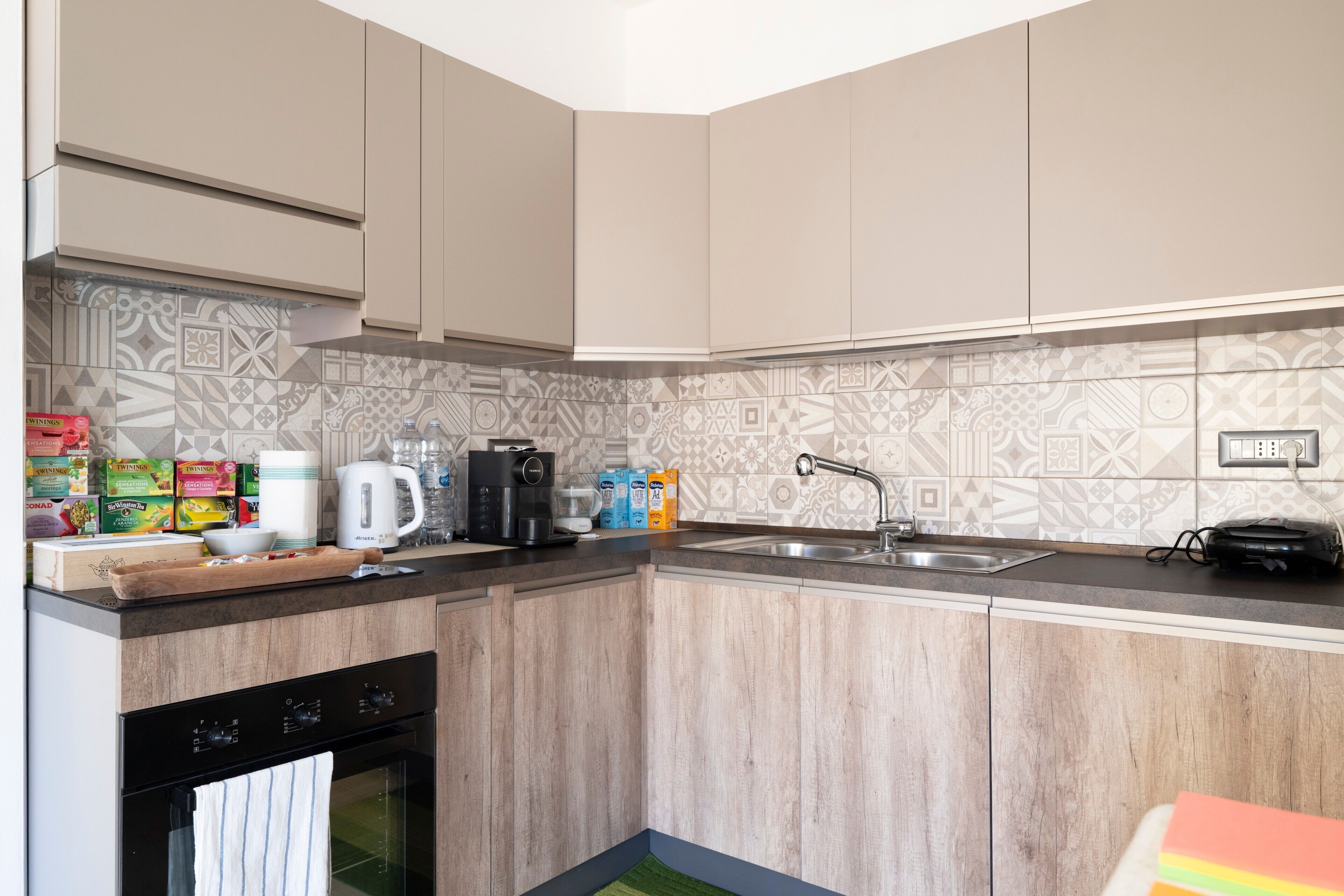 Fridge, microwave, coffee/tea maker, electric kettle