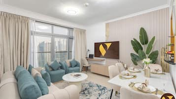 Luxury Apartment, Balcony, Marina View | Iron/ironing board, cribs/infant beds, free WiFi, bed sheets