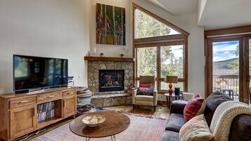 TV, fireplace, foosball