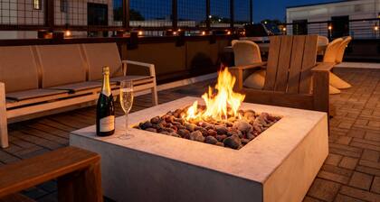 Rooftop Fire Pit Skyline Views Near Broadway