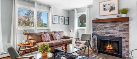 TV, fireplace, offices