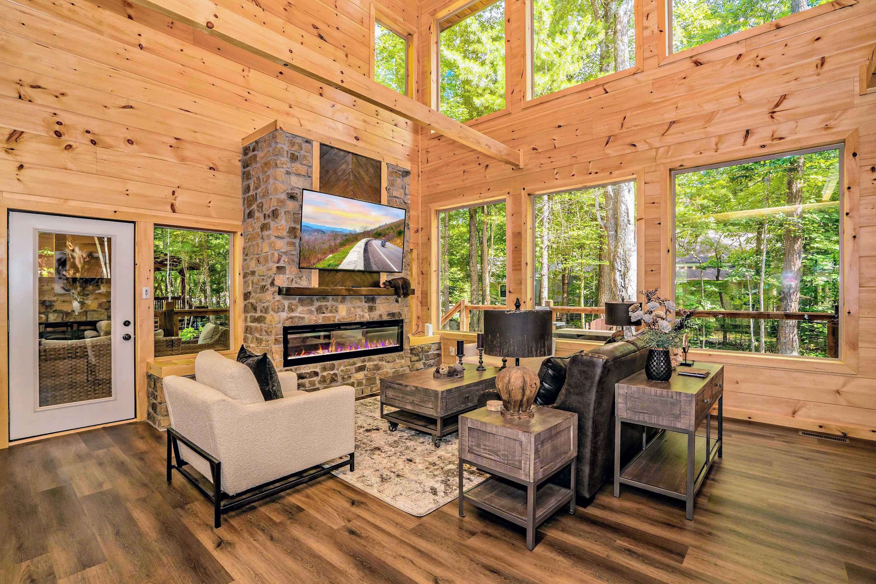 TV, fireplace, offices