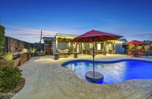 Piscine extérieure, piscine chauffée