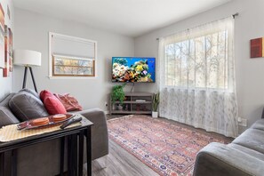 Smart TV y chimenea 