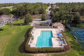 Outdoor pool, sun loungers