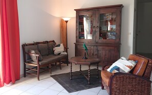 Una televisión, una chimenea, un reproductor de DVD