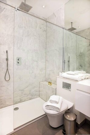 Regadera, secadora de cabello, toallas 