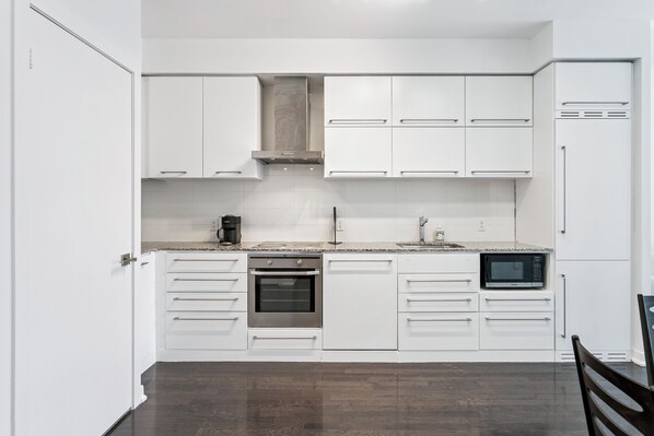 Microwave, oven, stovetop, dishwasher