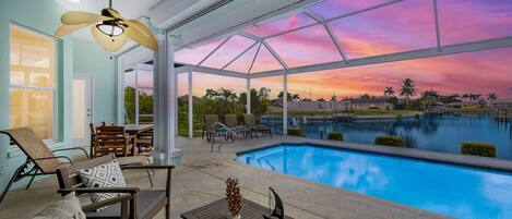 Piscine extérieure, piscine chauffée