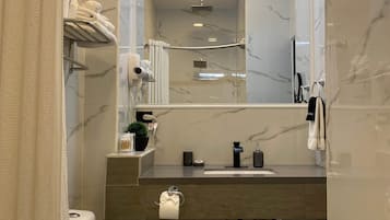 Hair dryer, towels