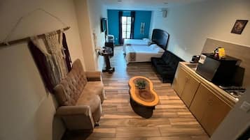 Memory-foam beds, free minibar items, in-room safe