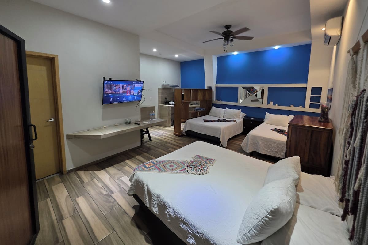 Memory foam beds, minibar (some free items), in-room safe, desk