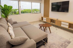 TV, fireplace, offices