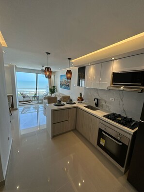 Microwave, oven, stovetop, coffee/tea maker