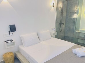 Kahden hengen deluxe-huone | Tallelokero huoneessa, pimennysverhot, ilmainen Wi-Fi