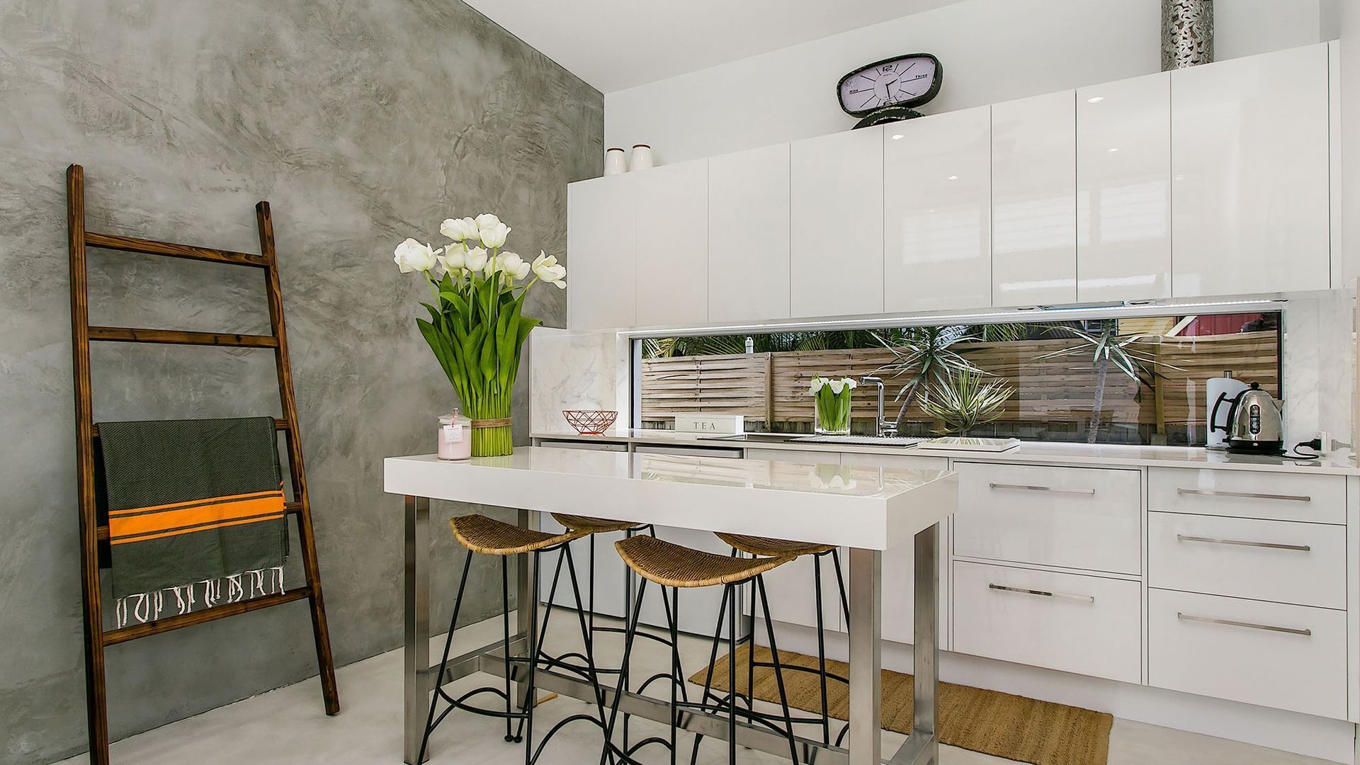 Fridge, microwave, coffee/tea maker, toaster