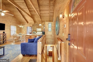 Smart TV, fireplace, video games, DVD player