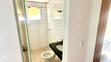 Shower, towels, soap, shampoo