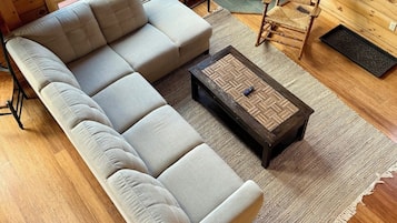 Een televisie, een open haard, een dvd-speler en boeken