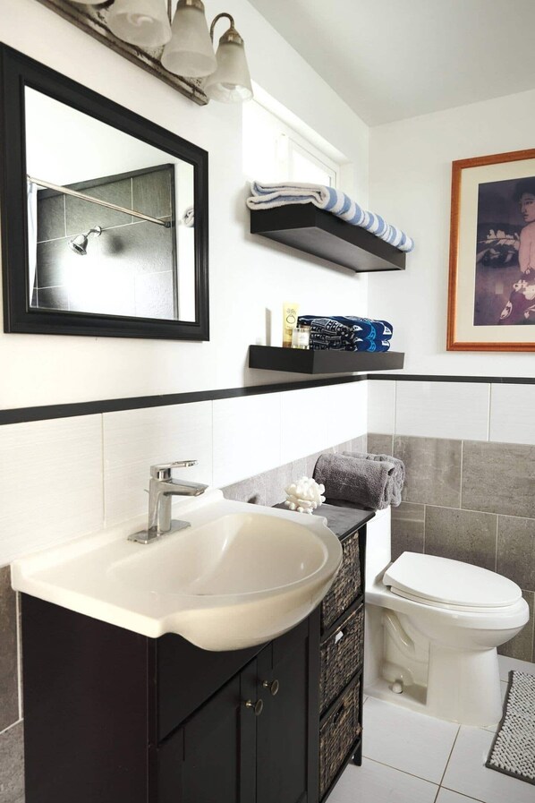 Bruser, hårtørrer, bidet, håndklæder