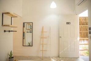 Shower, towels, toilet paper