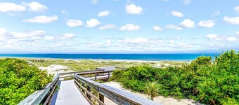 Spacious home with patio, deck, private outdoor pool, & beach access