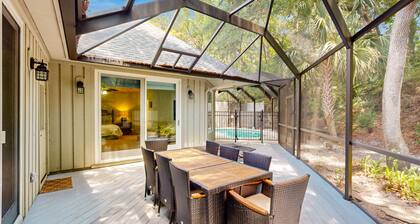 Spacious home with patio, deck, private outdoor pool, & beach access