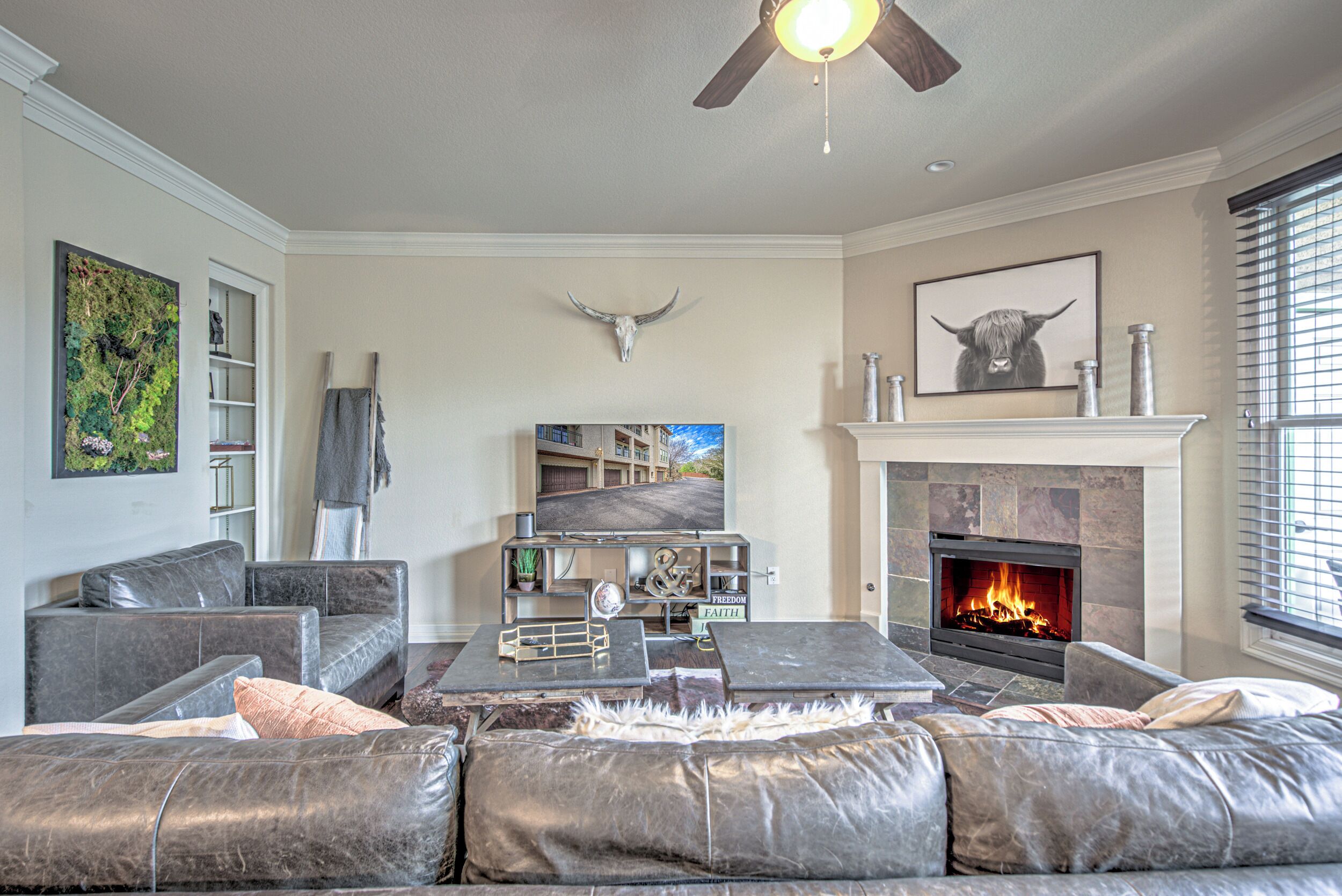 Open Living room with kitchen access