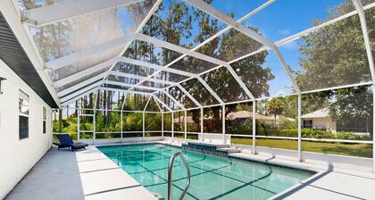 Home near the beach with private pool, inviting patio, streaming & AC